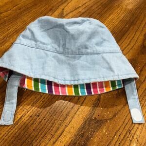 Denim Baby Sun Hat Reversible Bucket Hat With Chin Strap OS